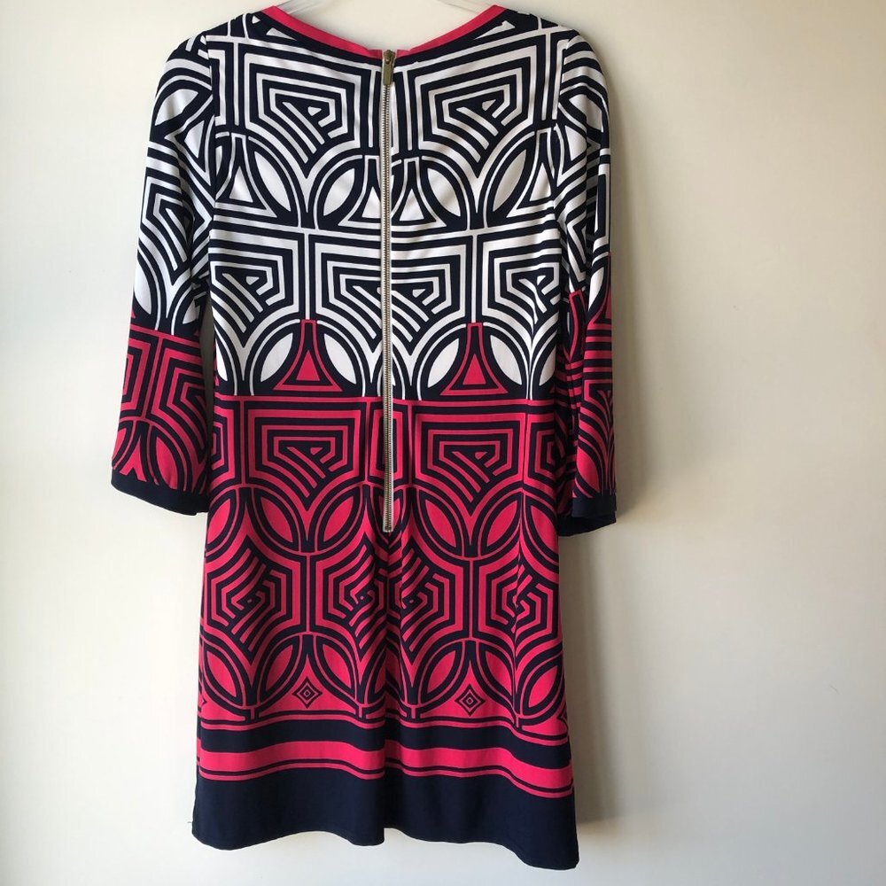 Eliza J Geometric Pattern Jersey Midi Shift Dress Size 4 - Picture 10 of 13